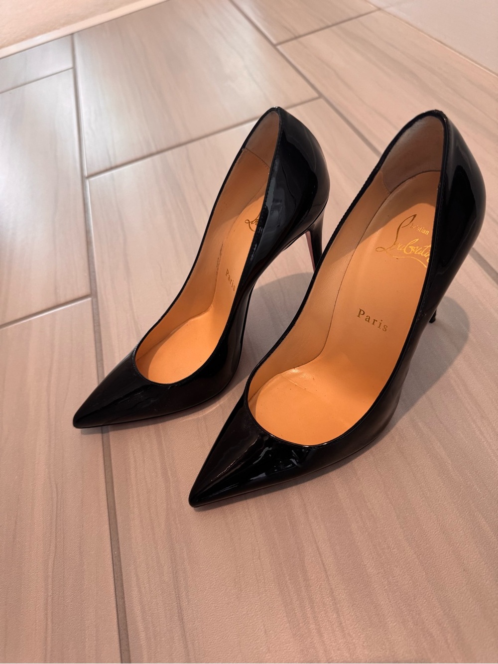 Christian Louboutin Black Patent Pointed-Toe Stiletto Pumps